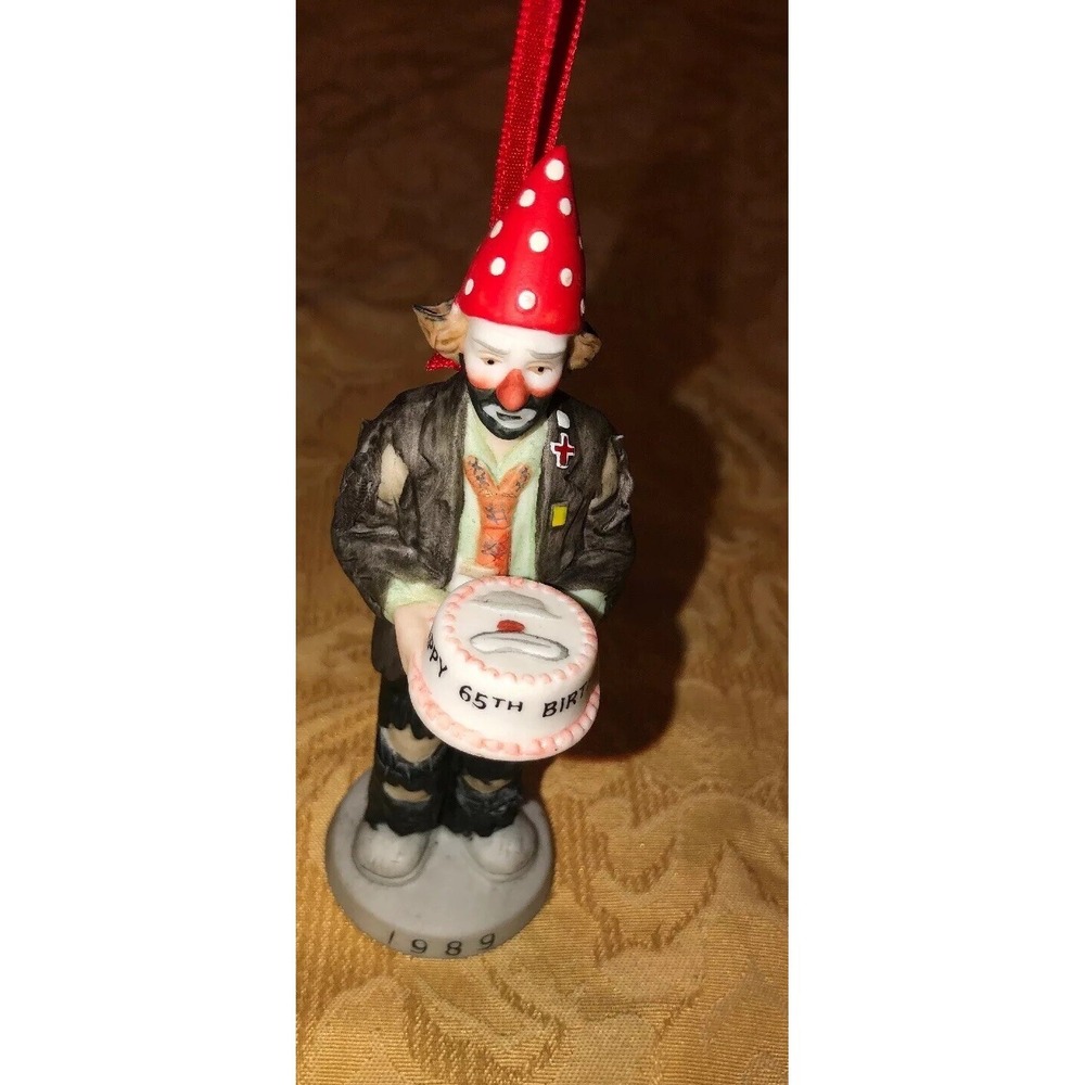 Emmett Kelly Ornament Flambro Happy 65th Birthday 1989‎ Collectible Clown 5-1/8"